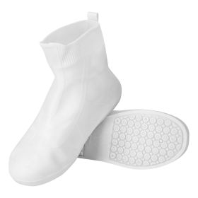 Waterproof Shoe Covers Reusable Not-Slip Rain Shoe Covers Protectors Foldable TPE Rubber Shoe Protectors For Men Women Kids (Color: White, size: XL)